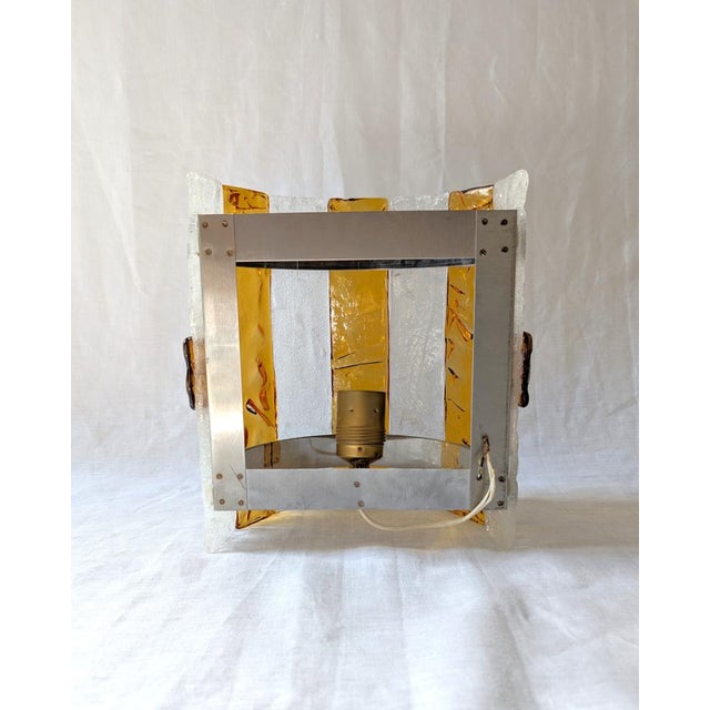 Amber Striped Murano Glass Wall Sconce attributed to AV Mazzega, 1970s For Sale - Image 11 of 14