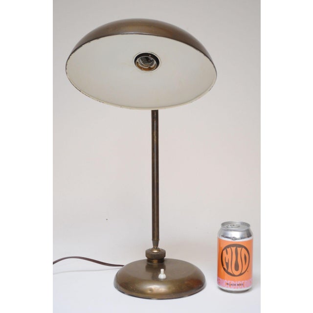 Brass Patinated Brass Ministerial Table Lamp by Giovanni Michelucci for Lariolux Italy For Sale - Image 8 of 12