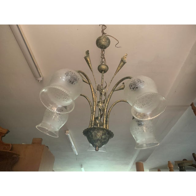 Chandelier in Metal and Glass, 1980s For Sale - Image 15 of 18