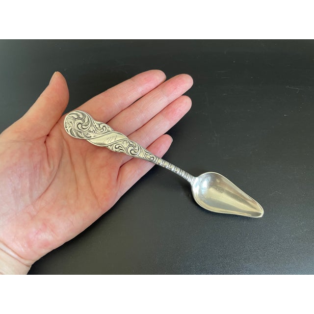 Silver Antique Aurora Royal 1890 Silverplate Fruit Orange Spoons Engraved With "Ella" - Set of 4 For Sale - Image 8 of 9