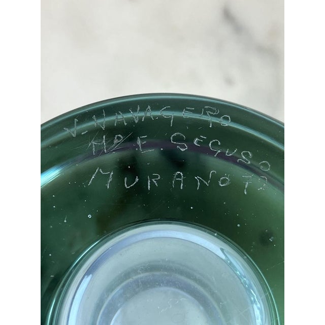 Metal Large Mid-Century Table Lamp in Nile Green Murano Glass attributed to Seguso, 1972 For Sale - Image 7 of 11