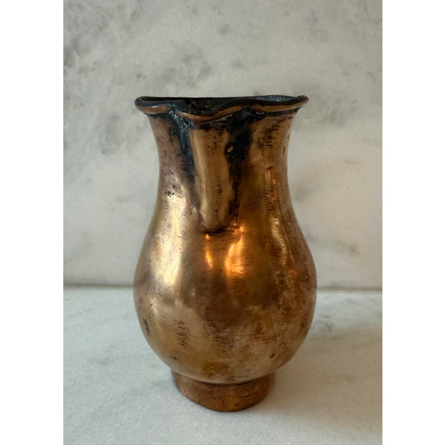 Late 19th Century Antique Handmade Hammered Copper Small Pitcher For Sale - Image 5 of 10