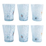 White Cloud Murano Style Millefiori Drinking Glasses Tumblers - Set of 6 For Sale