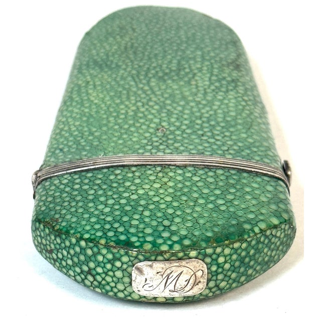18th Century Green Shagreen and Silver Eyeglass Case with Monogram For Sale - Image 4 of 18
