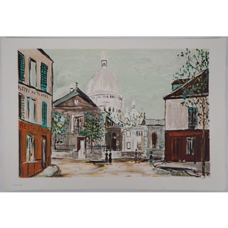 Maurice Utrillo, Saint-Pierre Church, Place du Tertre in Montmartre, Lithograph For Sale