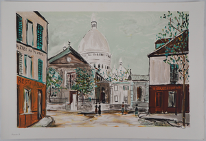 Maurice Utrillo, Saint-Pierre Church, Place du Tertre in Montmartre, Lithograph