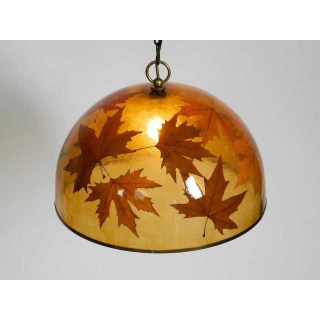 Large Italian Resin Pendant Lamp with Embedded Maple Leaves, 1970s For Sale - Image 12 of 18