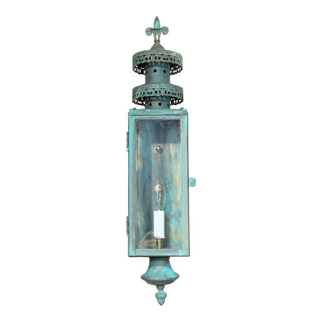 Single Vintage Solid Brass Wall Hanging Lantern For Sale