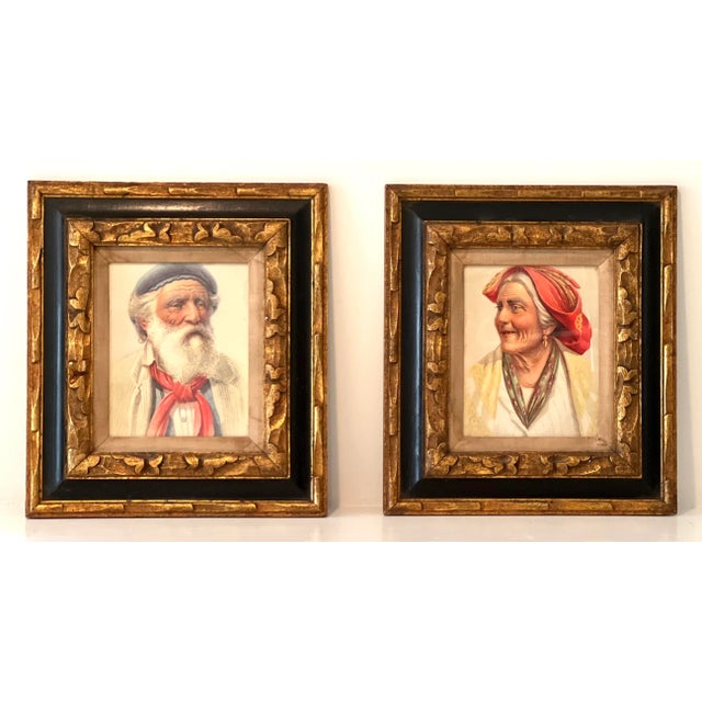 1960s Portrait Prints of European Grandparents, Framed - Set of 2 For Sale - Image 4 of 6