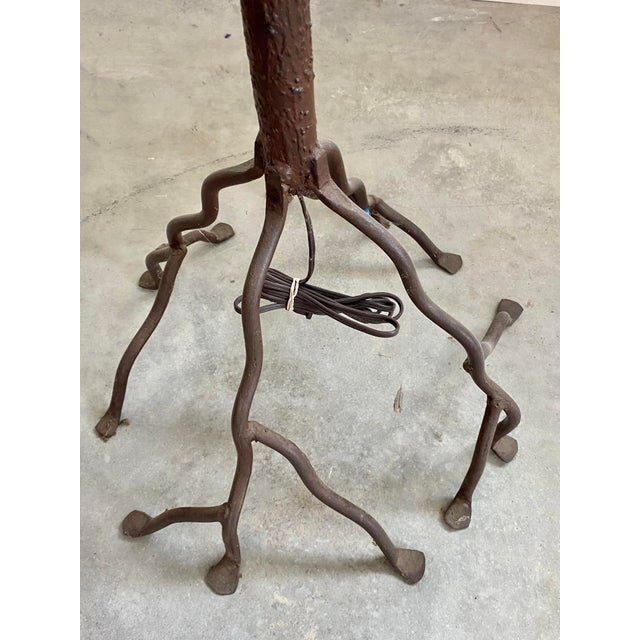 Tree-Like Welded Iron Floor Lamp With Woven Wood Shade For Sale - Image 17 of 17