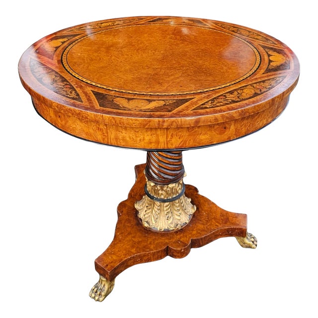 Neoclassical Style Center Table With Marquetry Top by Rho Mobili D' Epoca, Italy For Sale