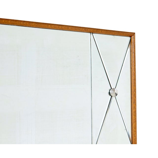 1960s Swedish Oak Framed Harlequin Mirror by Glas & Tra, 1960 For Sale - Image 5 of 7