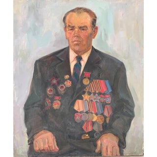 Man Portrait, Ukrainian Soviet Oil Painting on Canvas, 1983 100-84 For Sale