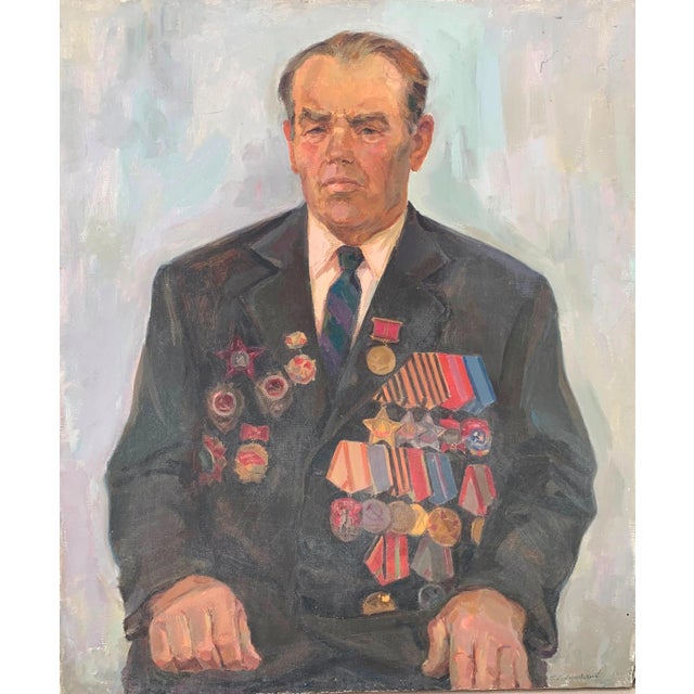 Man Portrait, Ukrainian Soviet Oil Painting on Canvas, 1983 100-84 For Sale