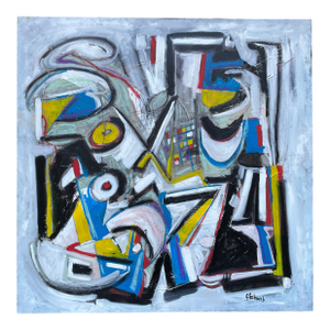 Listed John Schwab Original Oil Abstract Kandinsky Rothko Style Painting Cubism MCM