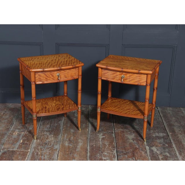 Bedside Tables in Faux Bamboo and Satin Birch, 1980, Set of 2 For Sale - Image 11 of 14