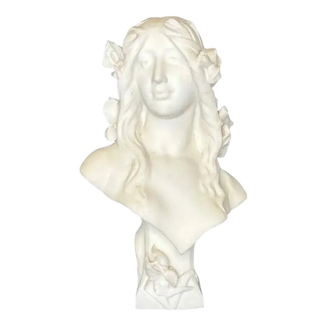 Late 19th Century French Art Nouveau Period Marble Bust of Female Beauty For Sale