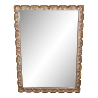 Hand-Carved Gilt Scalloped Mirror by Morgan, Italian Design For Sale
