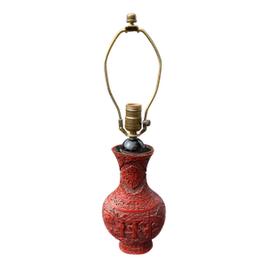 Antique Chinese Cinnabar Lamp