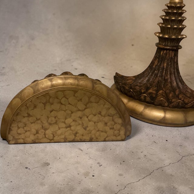 Late 20th Century 20th-C. Regency Style Gilt and Faux Tortoise Wall Brackets / Shelves - Pair For Sale - Image 5 of 6