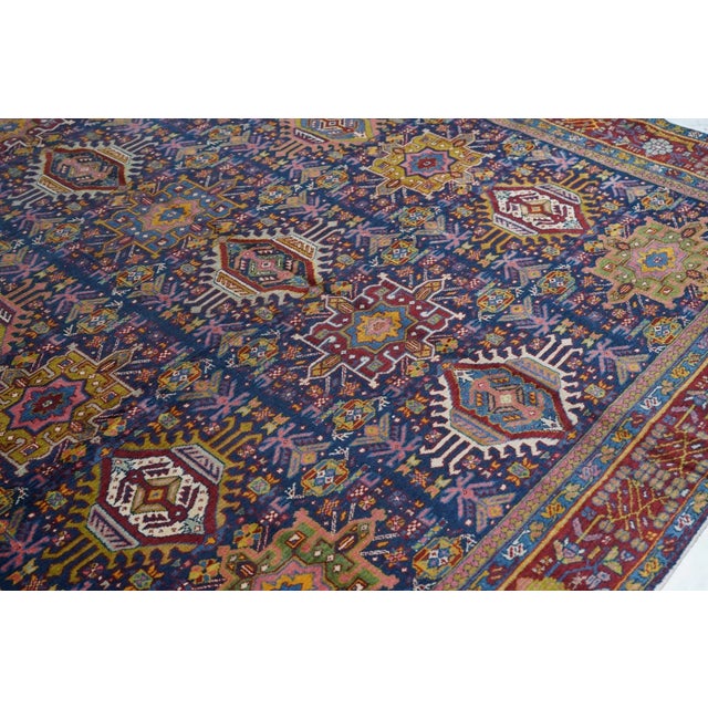 Royal Blue Antique Heriz Rug 8'2'' x 10'7'' For Sale - Image 8 of 11