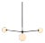 Globe Chandelier 3, Black, 39.25in H, 5 Inch Glass Globes, by Research.Lighting, Modern, Minimal Hanging Light For Sale