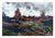 Vintage Landscape -- Blooming Wildflower Field Beautiful vintage landscape in dark blue, yellow, and red accents of a...