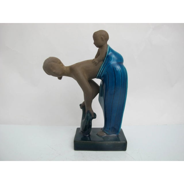 Ceramic Royal Copenhagen Woman With Child Johannes Hedegaard Figurine 21565 For Sale - Image 7 of 7