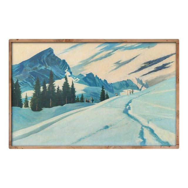 Adalbert Von Wex, Skiers in Garmisch, Early 20th Century, Oil on Canvas For Sale