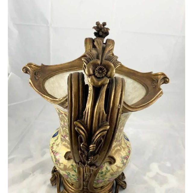 20th Century French Porcelain and Ormolu Twin-Handled Urns, Set of 2 For Sale - Image 12 of 14