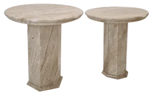 Vintage Italian Travertine Side Tables, 1980s, Set of 2