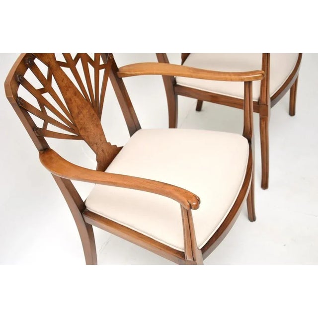 Wood Art Deco Walnut Armhairs, 1920, Set of 2 For Sale - Image 7 of 9