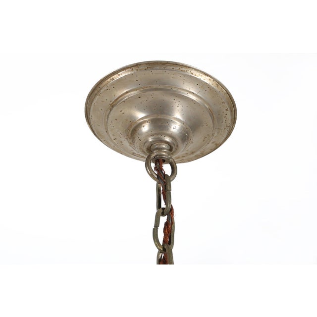 Art Deco Chandelier with Etched Pink Glass Shades, 1930s For Sale - Image 9 of 10