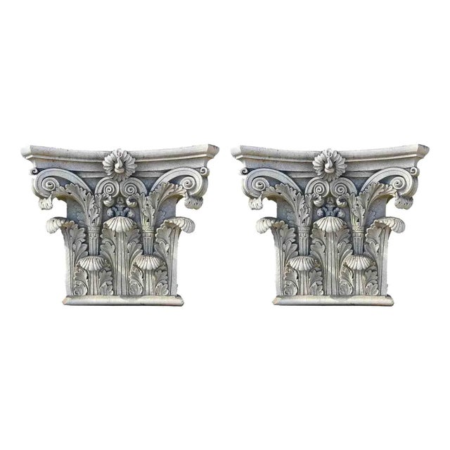 Corinthian Column Capitals Antique Terracotta - A Pair For Sale In New York - Image 6 of 6