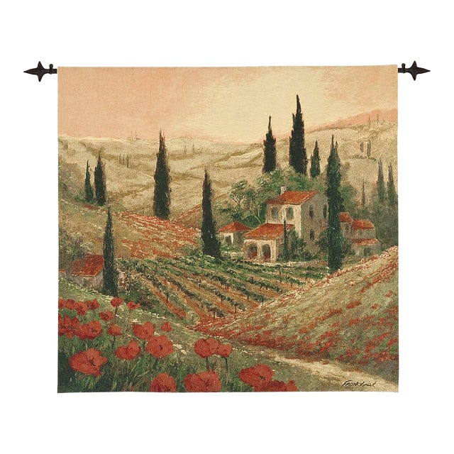 Poppyfields of Tuscany Loom Woven Tapestry - 132 X 132 Cm (4'4" X 4'4") - Requires Rod Size 3 For Sale
