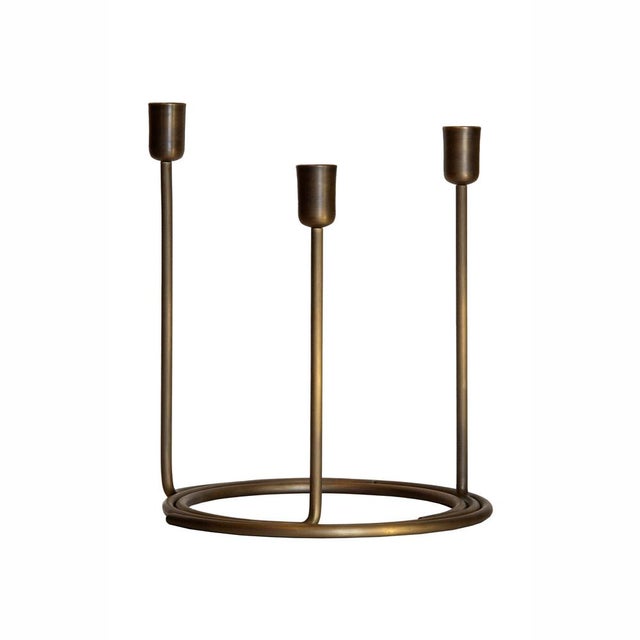 Italian Bronzed Brass Sirio Candleholders, Set of 3 For Sale - Image 4 of 6