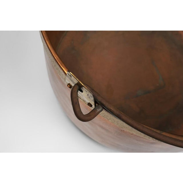 Large Rustic Red Copper Kettle with Handle, France, 1850s For Sale - Image 5 of 12
