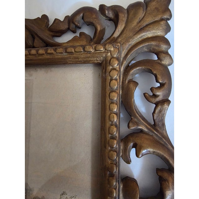 Vintage Italian Watercolor in Antique Giltwood Frame For Sale In San Antonio - Image 6 of 10