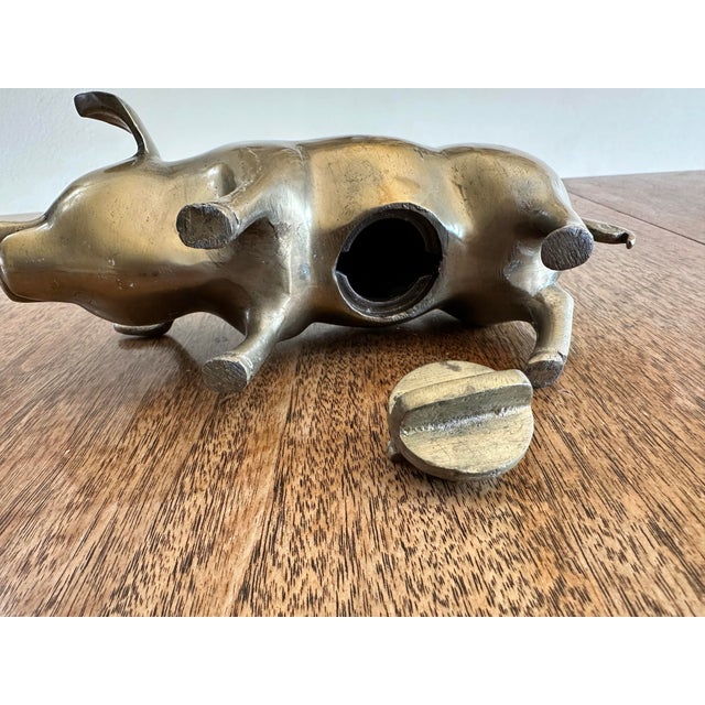 Vintage Solid Brass Pig Bank, 10″ Long, C. 1970s For Sale In Salt Lake City - Image 6 of 6