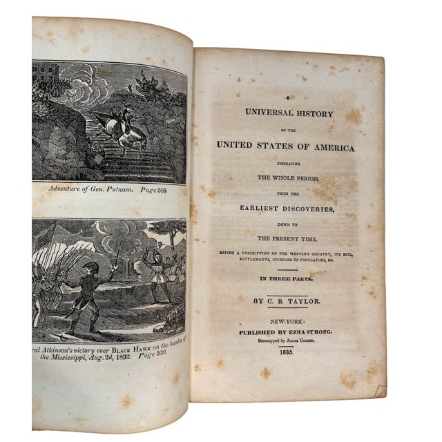 1830s Antique Leather Book Universal History of the United States of America in Three Parts by C. B. Taylor For Sale - Image 4 of 8