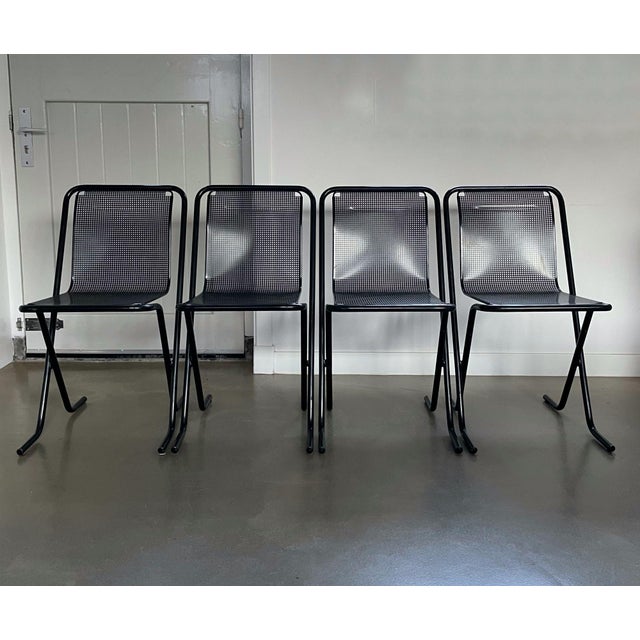 Arrben Black Metal Stackable Chairs, 1980s, Set of 6 For Sale - Image 4 of 16