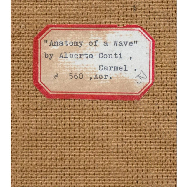 Robin's Egg Blue 'Wave Off the Coast' by Alberto Conti, California Modernist Seascape, Monterey For Sale - Image 8 of 9