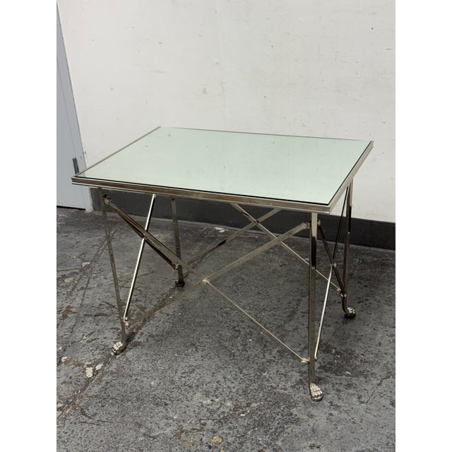 Hollywood Regency Directoire Rectangular Mirrored Side Table For Sale - Image 3 of 12