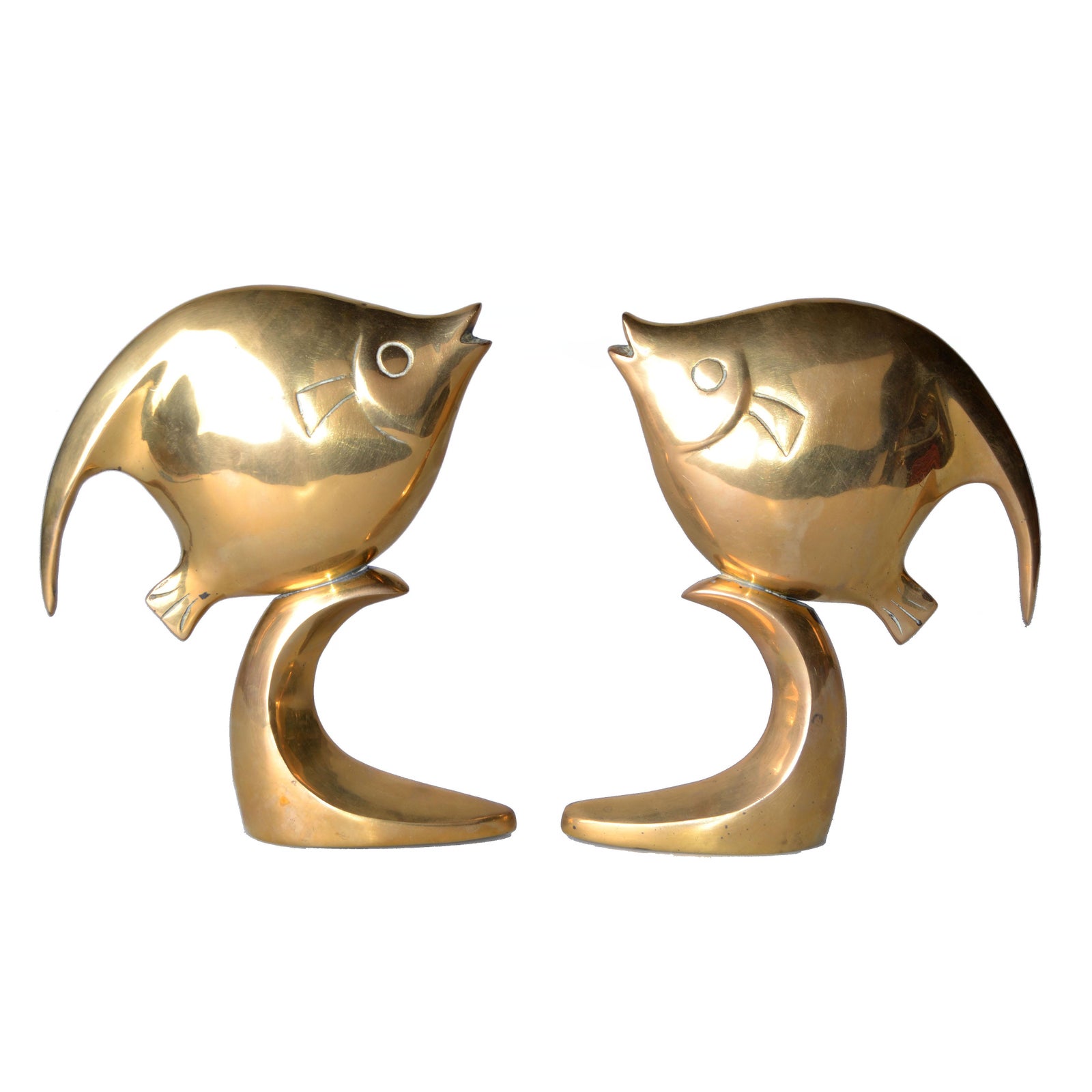 Polished Solid Brass Fish Bookends A Pair Chairish