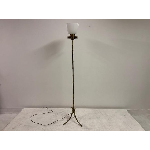 1960s Mid-Century Modern Brass and Faux Bamboo Floor Lamp, 1960s For Sale - Image 5 of 15