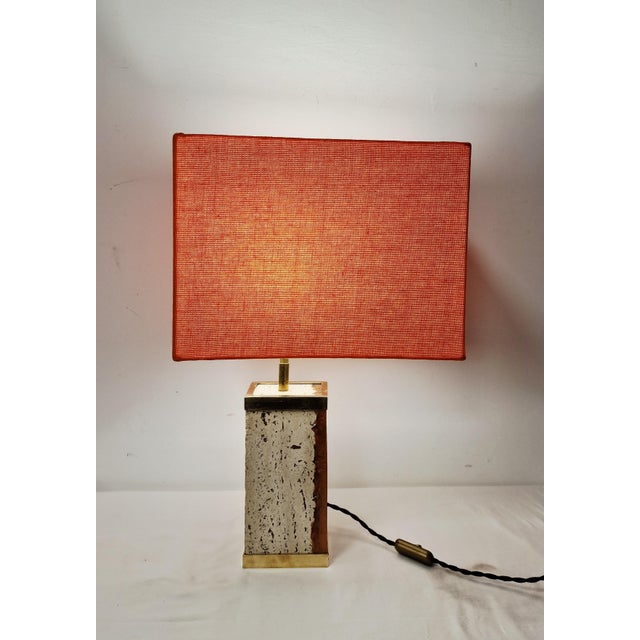 Mid-Century Modern Mid-Century Modern Travertine and Resin Table Lamp, 1980s For Sale - Image 3 of 11