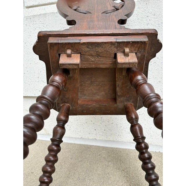 18th Century Italian Chestnut Hall Chairs Carved With Lion Crests - A Pair For Sale - Image 12 of 12
