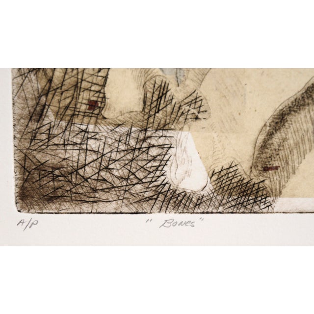Abstract "Bones" - Abstracted Etching in Ink on Paper (Artist's Proof) by Doris Warner For Sale - Image 3 of 6