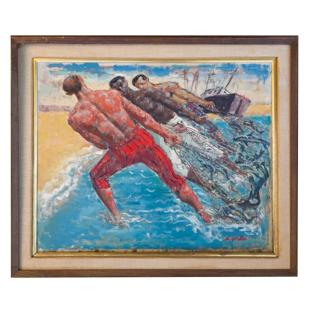 Fishermen* Benjamin Glicker, c. 1930s - 1940s In Fishermen, Benjamin Glicker turns to physical labor as a subject of both...