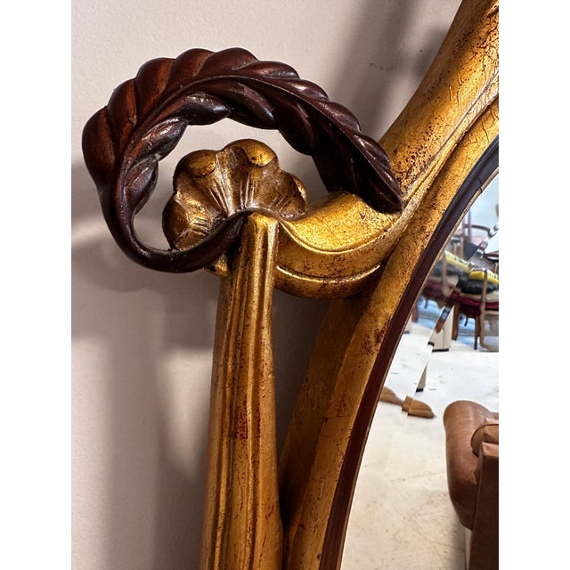 1990s Maitland-Smith Gilt Hand-Carved Mahogany Mirror For Sale - Image 9 of 10